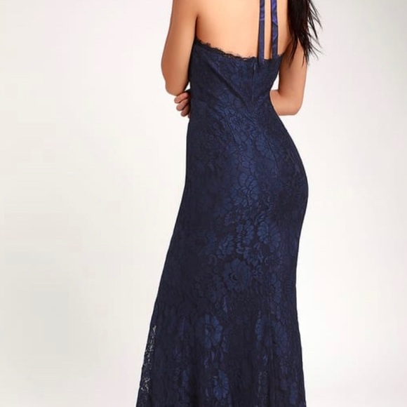 Lulas Every Memory N.Blue Lace Halter Maxi Dress - Picture 3 of 7